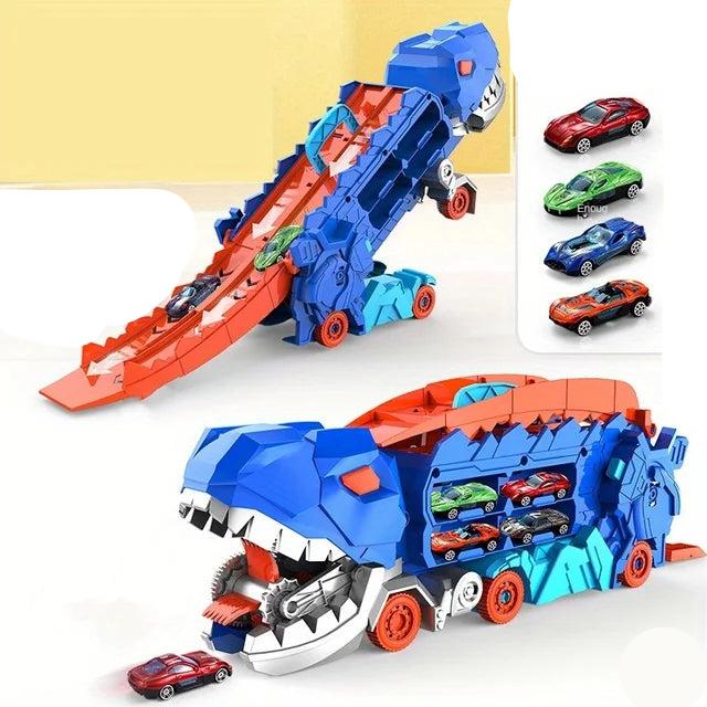 Camion Dinosaure de Transport avec Piste – Aventure et Vitesse pour les Enfants