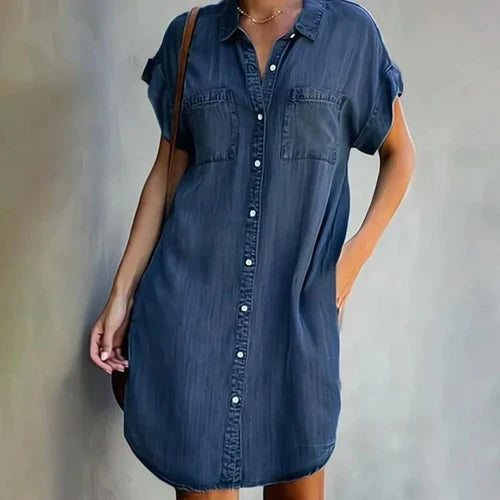 DenimVogue - Robe Chemise en Denim pour un Style Élégant et Décontracté