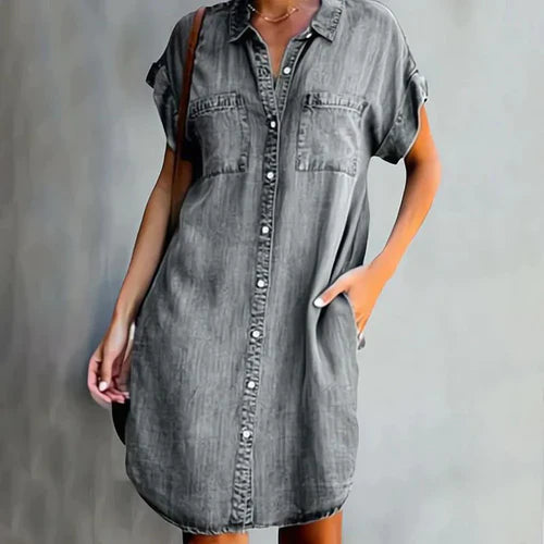 DenimVogue - Robe Chemise en Denim pour un Style Élégant et Décontracté