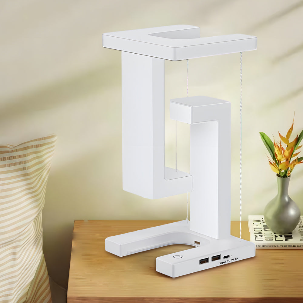 LevitaGlow - Lampe de Table Anti-Gravité avec LED et Charge Sans Fil