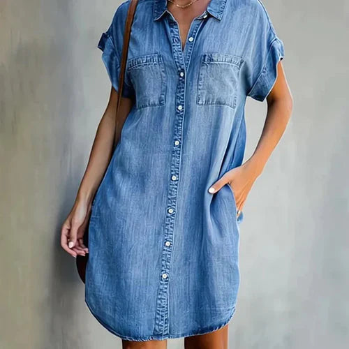 DenimVogue - Robe Chemise en Denim pour un Style Élégant et Décontracté