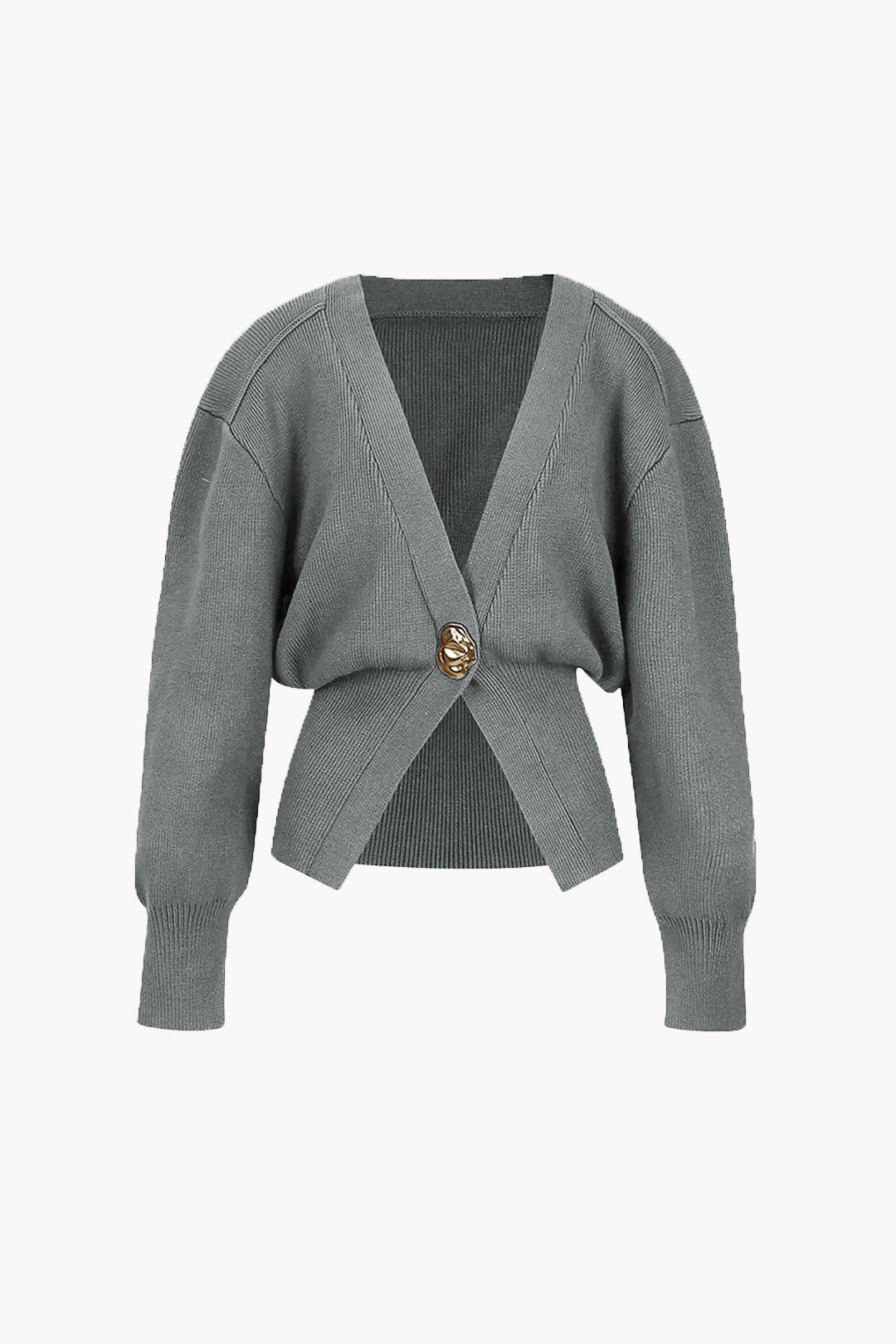 Cardigan Femme Élégant avec Bouton Doré - Confort et Style Intemporel