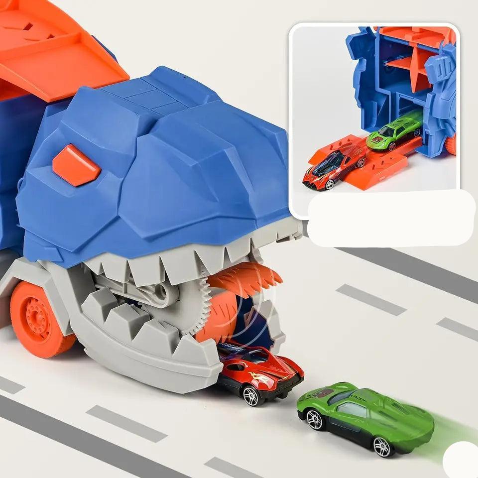 Camion Dinosaure de Transport avec Piste – Aventure et Vitesse pour les Enfants