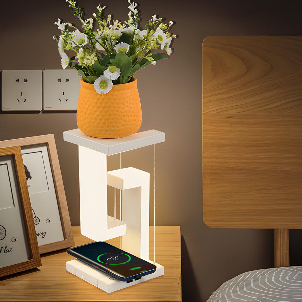 LevitaGlow - Lampe de Table Anti-Gravité avec LED et Charge Sans Fil