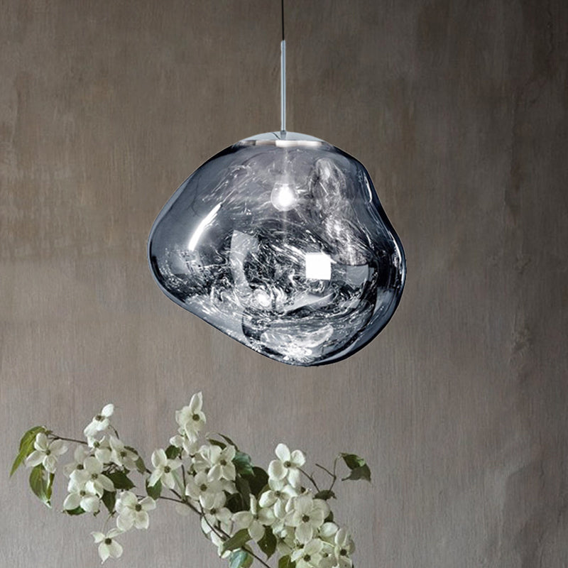 Lampe Suspendue Moderne - Verre Argent/Rouge