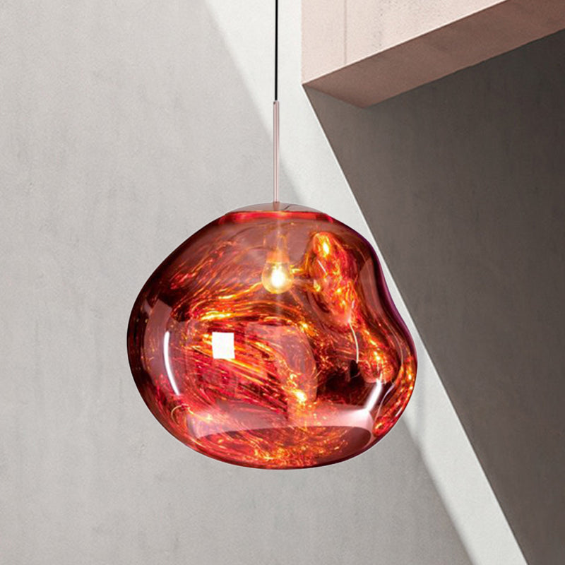 Lampe Suspendue Moderne - Verre Argent/Rouge