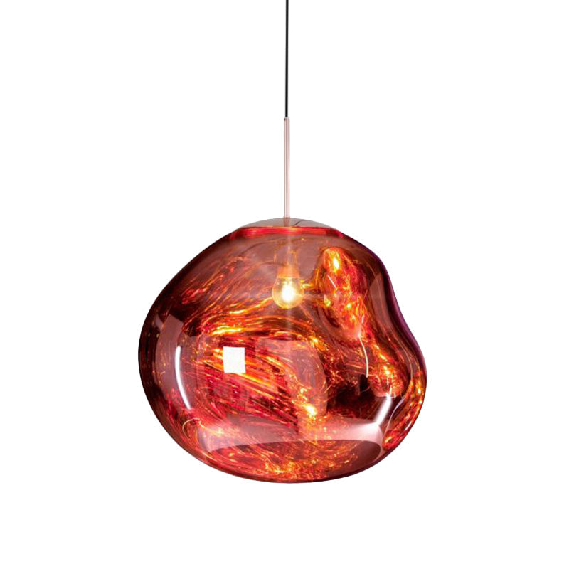 Lampe Suspendue Moderne - Verre Argent/Rouge