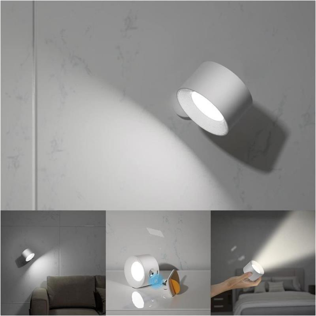 Lampe Murale Sans Fil Rechargeable à 360° – FlexiLamp, Éclairage Pratique et Modulaire