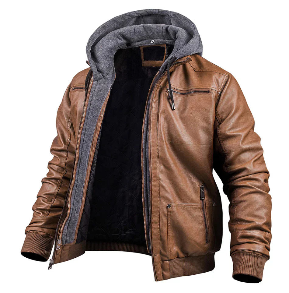 Geremy | Veste d’Hiver en Cuir Premium avec Capuche pour Homme - Style Élégant