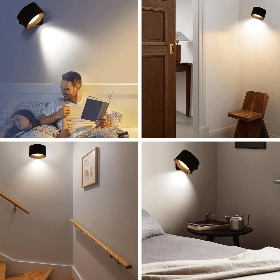 Lampe Murale Sans Fil Rechargeable à 360° – FlexiLamp, Éclairage Pratique et Modulaire