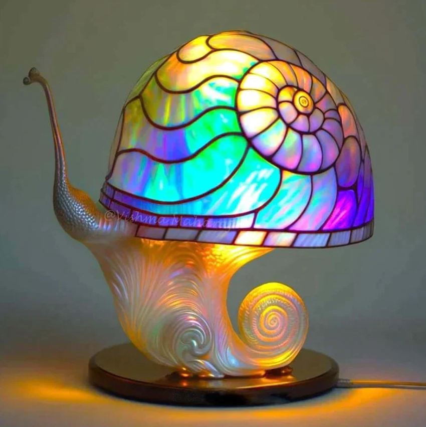 Lampe en Vitrail Multicolore – Design Artistique et Ambiance Relaxante