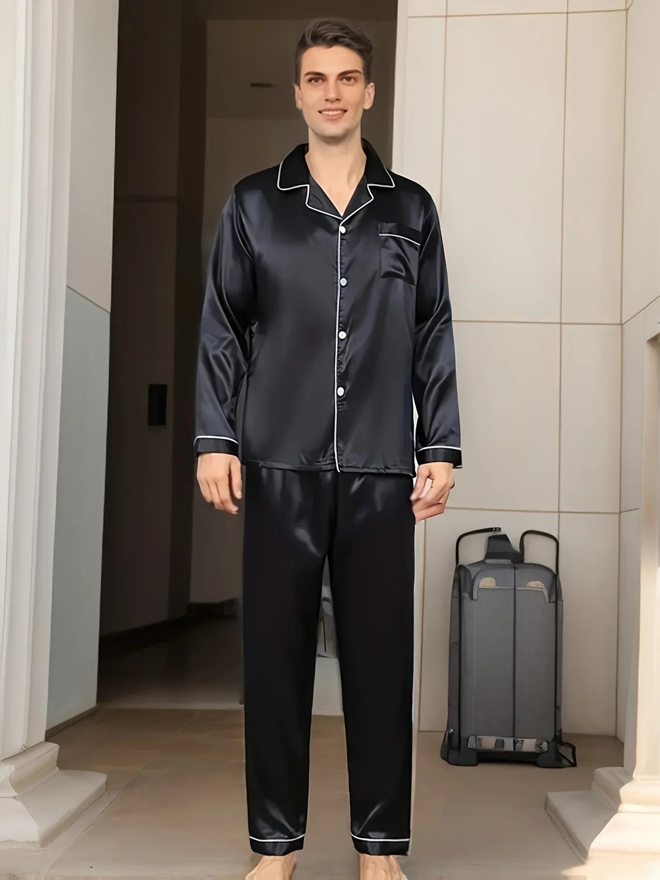 Ensemble Pyjama Maximus en Soie Satin – Élégance et Confort Ultimes pour Hommes