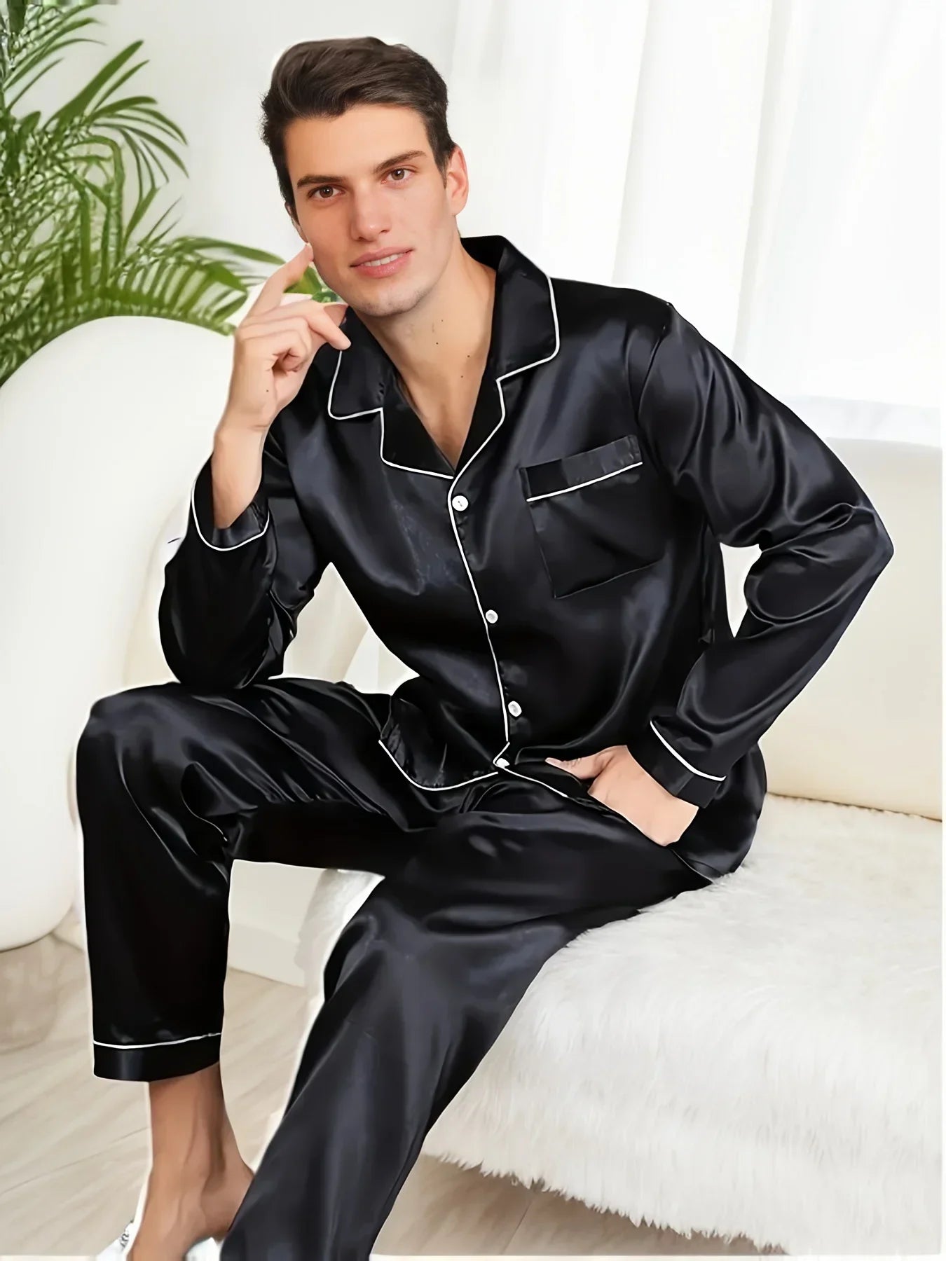 Ensemble Pyjama Maximus en Soie Satin – Élégance et Confort Ultimes pour Hommes