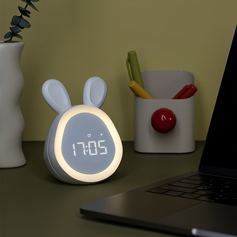 BunnyGlow - Réveil Adorable avec Veilleuse Douce et Recharge USB