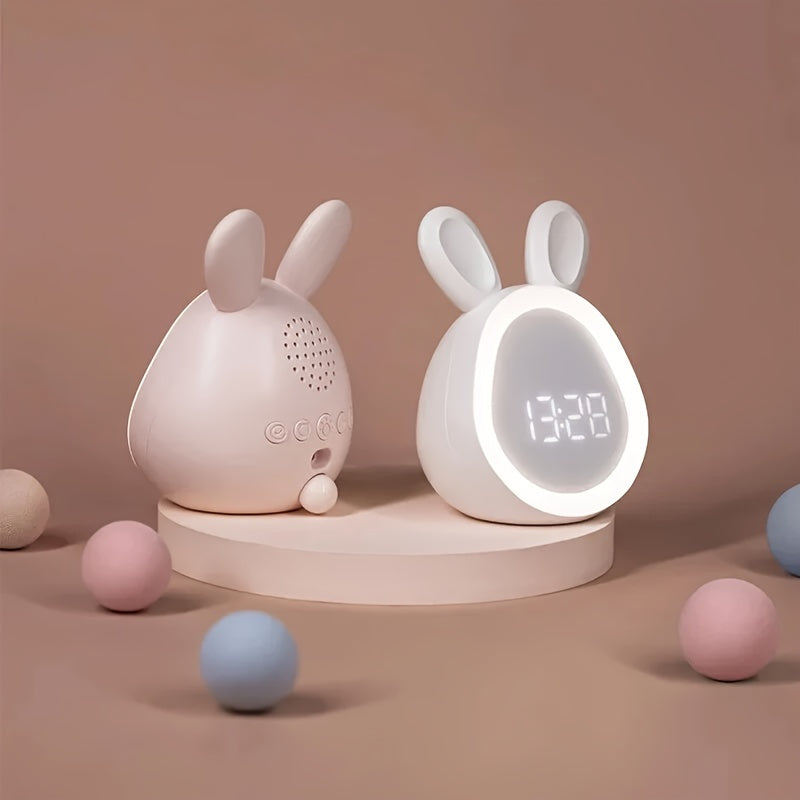 BunnyGlow - Réveil Adorable avec Veilleuse Douce et Recharge USB