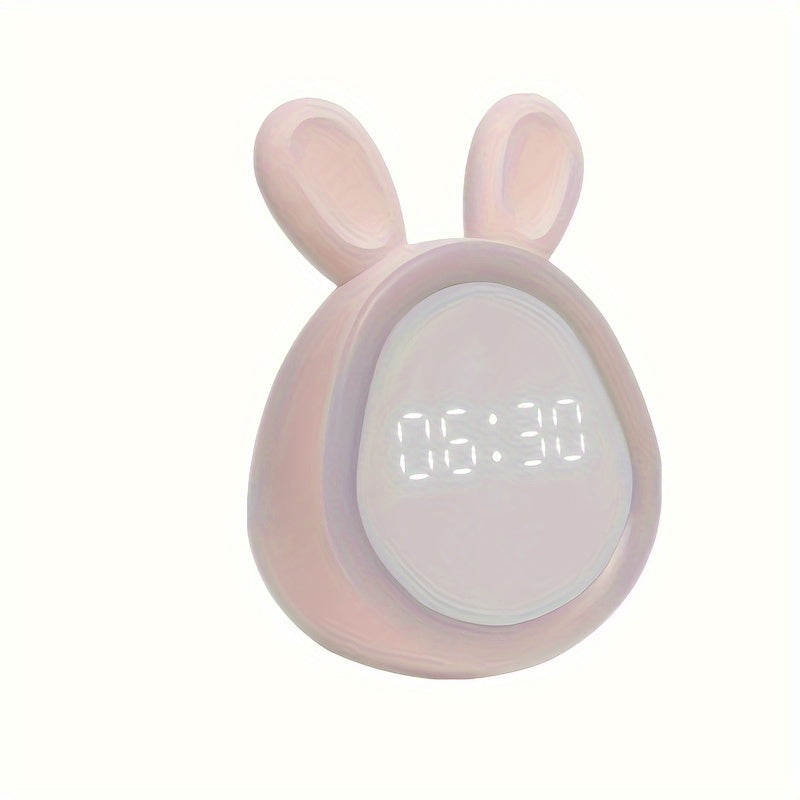 BunnyGlow - Réveil Adorable avec Veilleuse Douce et Recharge USB