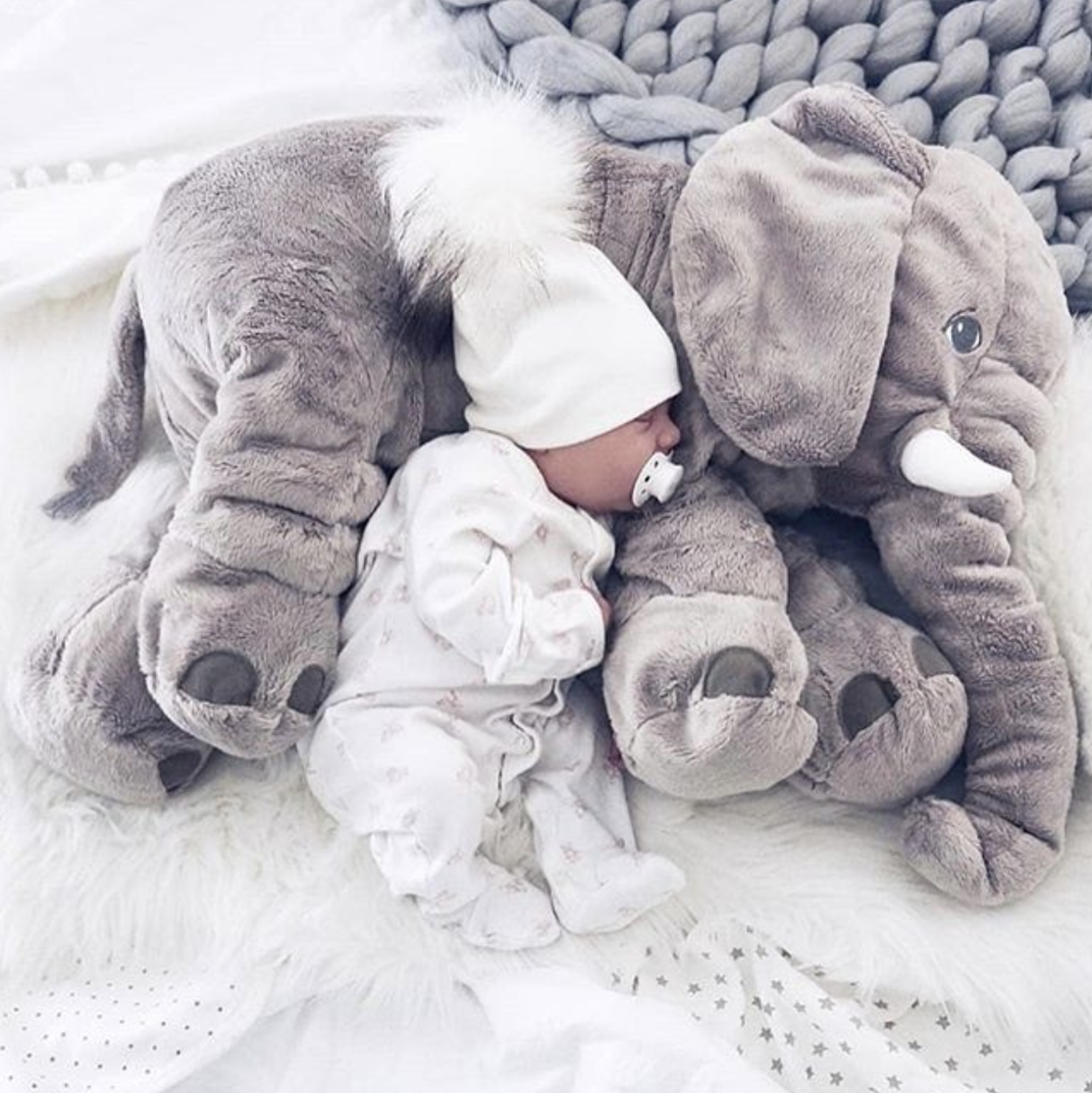 Éléphant Câlin | Coussin en Peluche Doux pour Bébé et Enfant