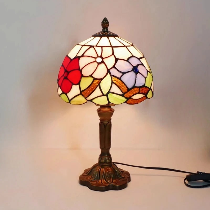 Lampe de Table LED Baroque Rétro E27 - Verre Tiffany Vintage