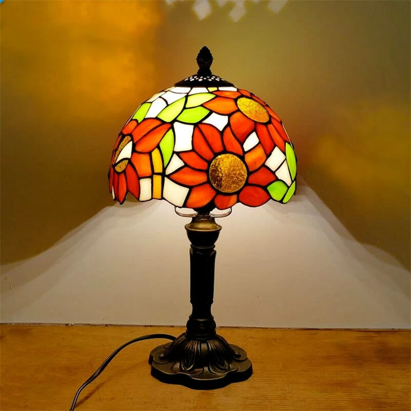 Lampe de Table LED Baroque Rétro E27 - Verre Tiffany Vintage