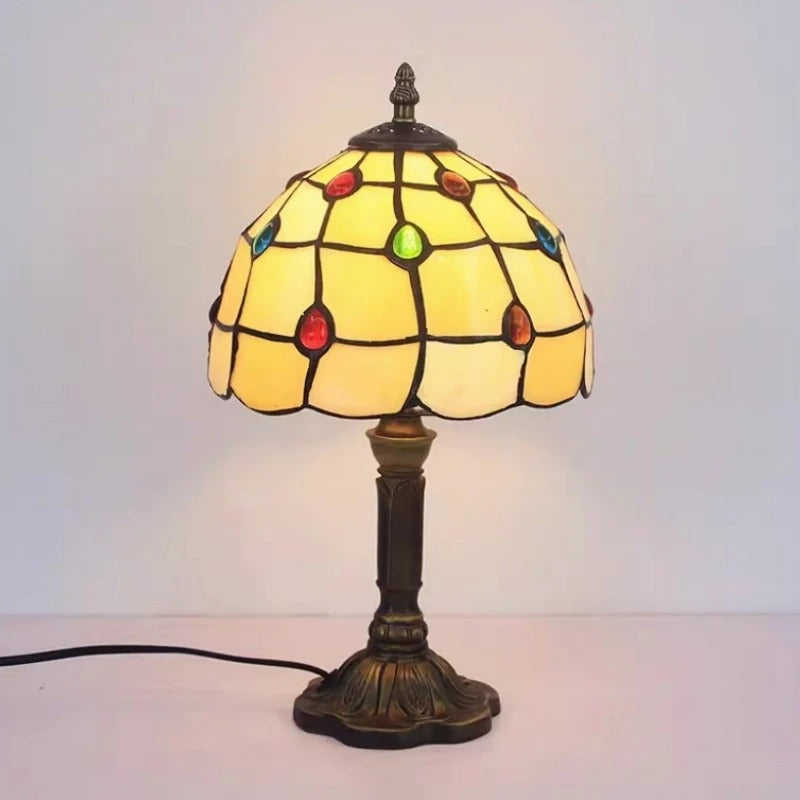 Lampe de Table LED Baroque Rétro E27 - Verre Tiffany Vintage